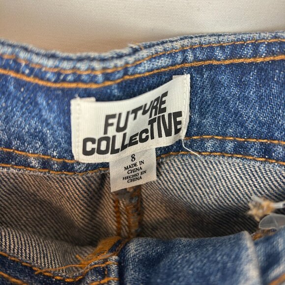 Future Collective Flared Denim Women's Midi Skirt Medium Wash Size: 8 - Picture 7 of 11